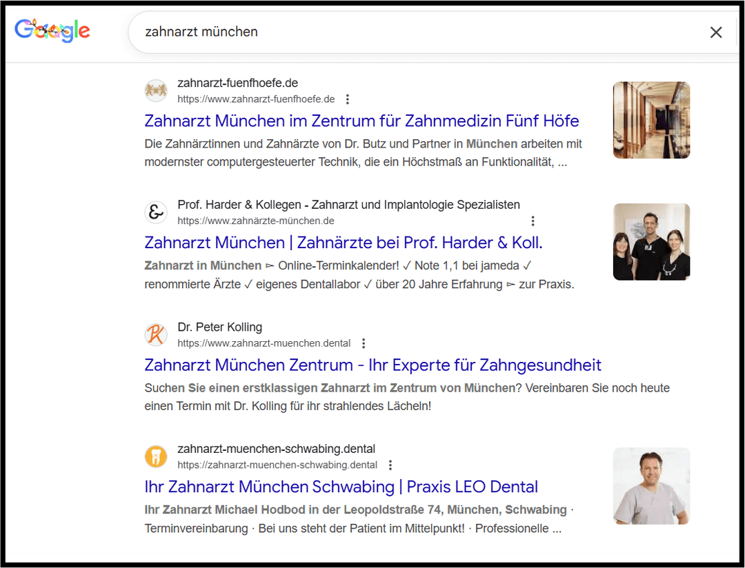 Screenshot einer Google Suche