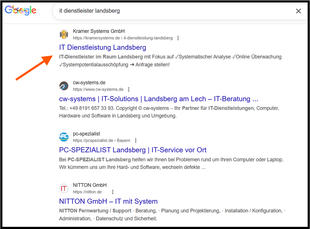 Screenshot einer Google Suche