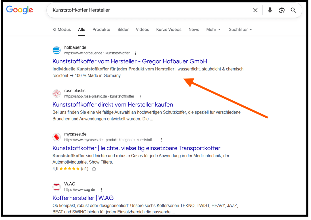 Screenshot einer ChatGPT- oder Googlesuche