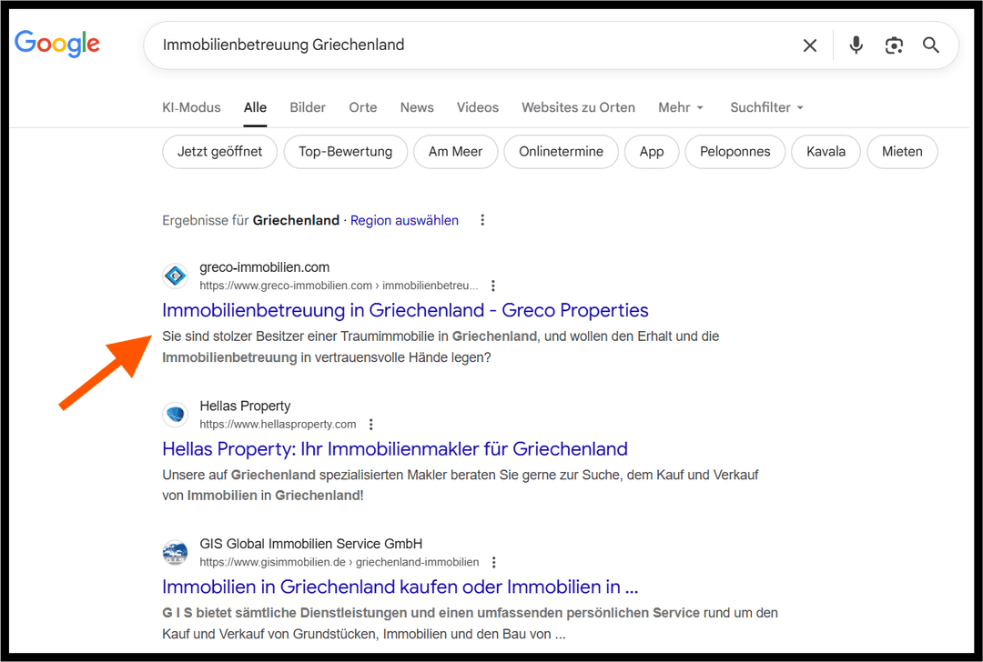 Screenshot einer ChatGPT- oder Googlesuche